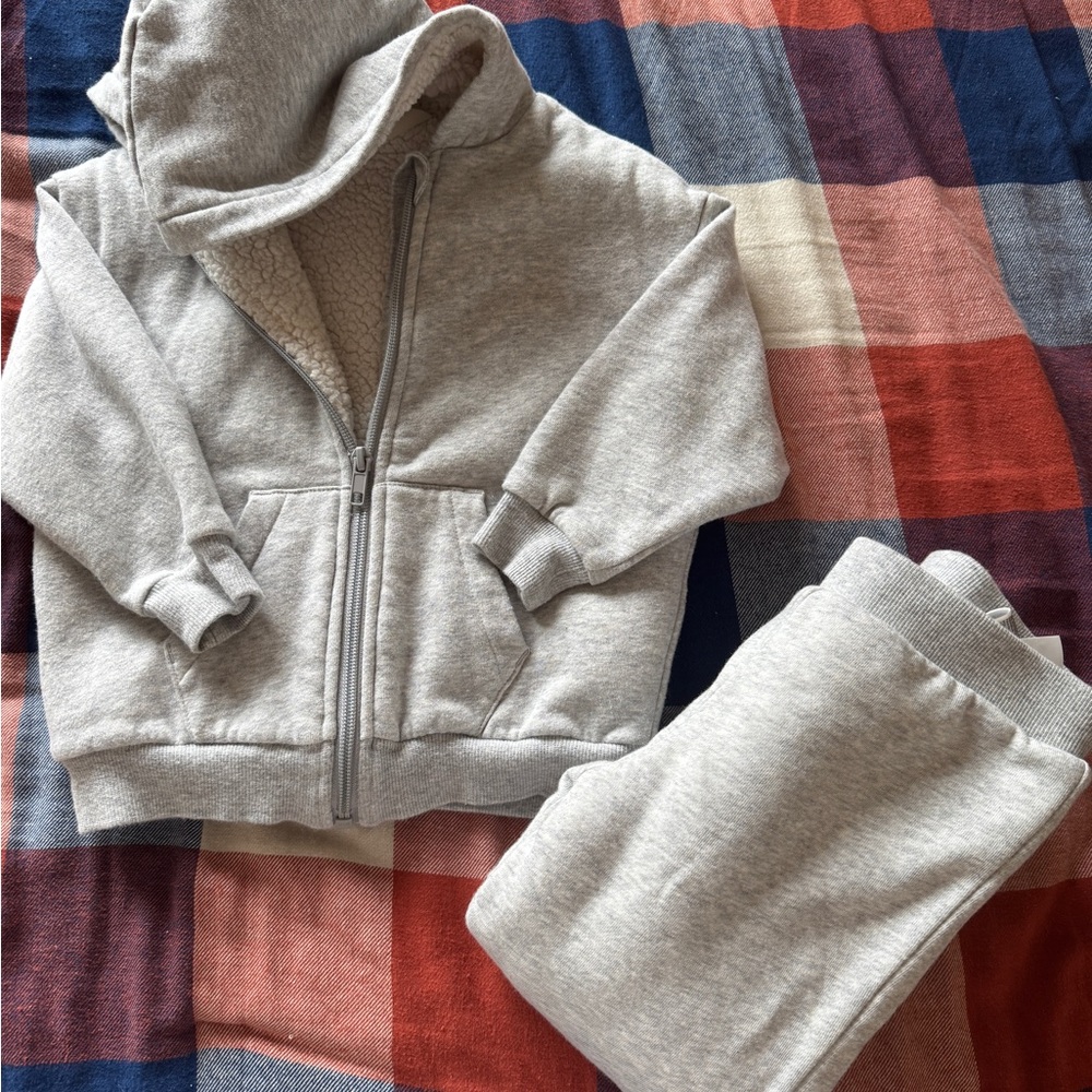 H&M Light Gray Kids Sweatpants and Hoodie Set
